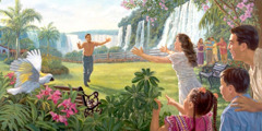 فردوس على الارض خالٍ من الالم يعيش فيه اناس سعداء وعائلات يلتمّ شملها في القيامة