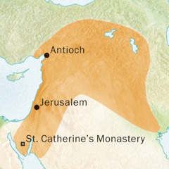 Map of the area around Antioch and Jerusalem where Syriac was spoken