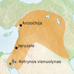 Antiochijos ir Jeruzalės apylinkių, kur buvo kalbama siriškai, žemėlapis