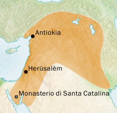 Mapa di e área rònt di Antiokia i Herúsalèm kaminda hende tabata papia siriako