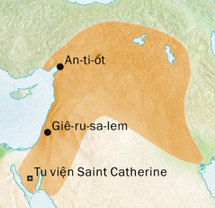 Bản đồ khu vực quanh thành An-ti-ốt và Giê-ru-sa-lem, nơi nói tiếng Sy-ri cổ