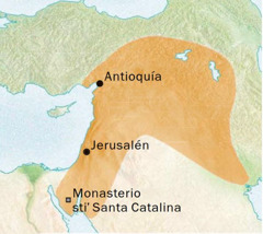 Mapa ni rusihuinni paraa nga guníʼcabe diidxaʼ siríaco guidxi Antioquía ne Jerusalén