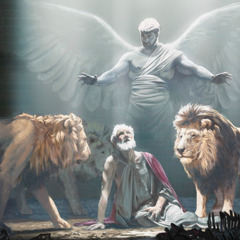 Um anjo protege Daniel na cova dos leões