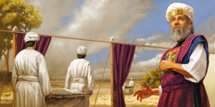 Arcykapłan Aaron odwraca się, gdy ciała Nadaba i Abihu są wynoszone poza obóz