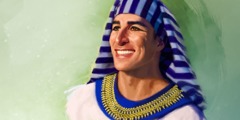 Josep, vestit com un important governant d’Egipte, feliç perquè Jehovà l’està usant i l’està beneint