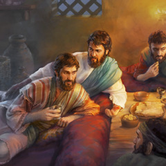 El apóstol Juan recostado en el seno de Jesucristo durante la cena de la Pascua