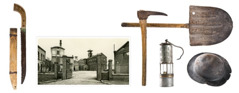 1. Værktøj der blev brugt af polske minearbejdere; 2. Minen i Dechy ved Sin-le-Noble, Frankrig