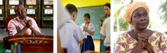 1.一個男人在輪盤前祈禱;2.一個小女孩在教室祈禱;3.一個婦人在祈禱