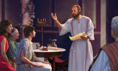 Timoteus äitinsä Euniken ja isoäitinsä Looiksen kanssa kuuntelemassa apostoli Paavalia
