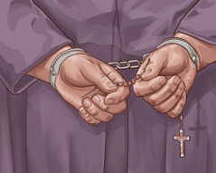 Handcuffs on a clergyman