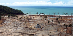 A coastline in Sumatra, Indonesia that was devastated by a tsunami