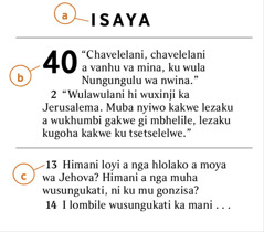 Xipanze xo kari xa Biblia xi kombako lezi hi nga gi kumisako zona a) bhuku ga Biblia, b) xipimo, ni c) vesi