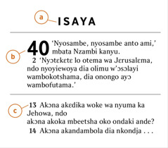 Divɛsa dia Bible diambodjama djembetelo dia nkimanyiya onto dia mbishola a) dibuku dia Bible, b) tshpaita,  ndo c) divɛsa