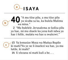 Timana ya mwa Bibele yebonisa mwa kufumanela a) buka ya Bibele, b) kauhanyo, c) timana