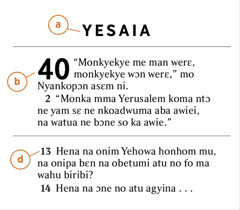 Wɔde Bible mu asɛm bi kyerɛ sɛnea wotumi hu a) Bible nhoma, b) ti no, ne d) nkyekyɛm