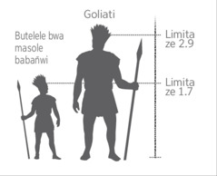 Siswaniso sesibonisa butelele bwa Goliati haabapanywa ni butelele bwa masole babañwi