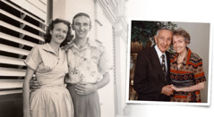 Ο Ρόναλντ και η Μαξίν Πάρκιν λίγο μετά τον γάμο τους, και στην 50ή επέτειό τους