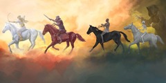 Os quatro cavaleiros do Apocalipse seguidos pela Sepultura