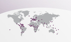 नक्शा जिसमें दिखाया गया है कि डेविड सिनक्लैर किन-किन देशों में ज़ोन निगरान के तौर पर गए