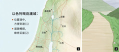 一幅顯示以色列六個庇護城嘅地圖，同一條維修妥當嘅路