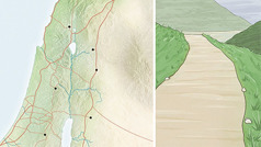 Un mapa que muestra las seis ciudades de refugio en Israel y un camino en buen estado