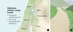 Senās Izraēlas karte, kurā redzamas sešas glābšanās pilsētas; labi uzturēts ceļš