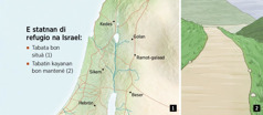 Un mapa ku e seis statnan di refugio na Israel i e kaminda ku ta bai na nan ta bon mantené