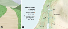 מפה המציגה את שש ערי המקלט בישראל ודרך מתוחזקת היטב