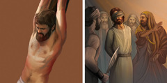 ישוע נדחה על־ידי מנהיגי הדת היהודים; ישוע מת על עמוד ההוקעה