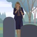 Una mujer llorando en un cementerio