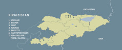 Karta över Kirgizistan.