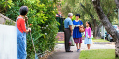 A neighbor observes the friendly manner of a sister and her daughter in the ministry
