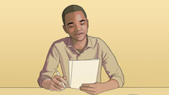 A young man does personal study