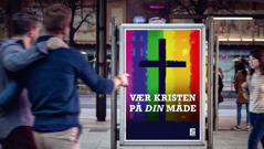 En plakat fra en kirke der tolererer homoseksualitet