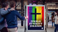 Sellaisen kirkon mainos, joka hyväksyy homoseksuaalisuuden