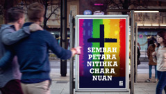 Chura ba papan iklan ari sebuah gerija nunjukka gerija nya ngemendarka pengawa homoseksual