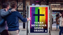 Iklan dari sebuah gereja yang membolehkan hubungan sesama jenis