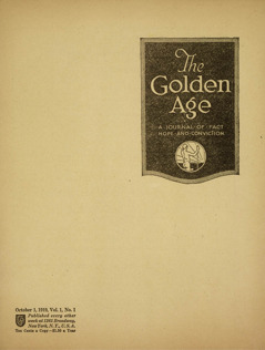 Cover van de eerste uitgave van The Golden Age (1 oktober 1919)
