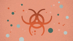 Mga simbolo ng biochemical hazard at baktirya.