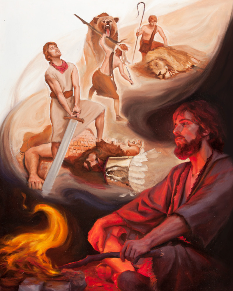 Ο Δαβίδ θυμάται πώς τον έσωσε ο Ιεχωβά από ένα λιοντάρι, πώς τον βοήθησε να σκοτώσει μια αρκούδα και πώς τον υποστήριξε όταν σκότωσε τον Γολιάθ