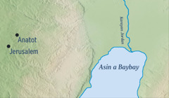 Mapa a mangipakpakita iti Jerusalem ken iti Anatot a nakayanakan ni Jeremias