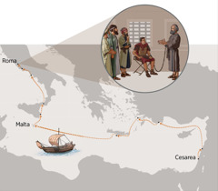 Pablo kutzijoj ri utzij ri Dios chke ri kinimal ri aj judeyibʼ pa Roma are chiʼ ximital rukʼ jun ajchʼoj; Ri ubʼinem ri Pablo kel bʼi pa Cesarea kopan pa Roma