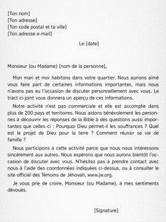 Un modèle de lettre