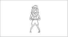 An angry girl wears boxing gloves