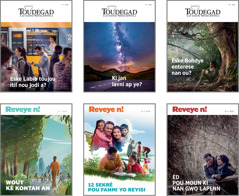 Foto ki ansanm: Paj kouvèti pou ‘Toudegad’ ak ‘Reveye n!’ ane 2018. 1. ‘Èske Labib toujou itil nou jodi a?’ 2. ‘Ki jan lavni ap ye?’ 3. ‘Èske Bondye enterese nan ou?’ 4. ‘Wout kè kontan an’. 5. ‘12 sekrè pou fanmi yo reyisi’. 6. ‘Èd pou moun ki nan gwo lapenn’.