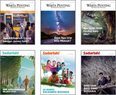 Gambar: Judhulé majalah ’Warta Penting’ lan ’Sadarlah!’ taun 2018. 1. ’Apa Alkitab Isih Cocog kanggo Jaman Saiki?’ 2. ’Kaya Apa Urip Kita Mbésuk?’ 3. ’Apa Gusti Allah Perduli karo Aku?’ 4. ’Apa Kebahagiaan Sejati Itu?’ 5. ’12 Kunci Keluarga Bahagia.’ 6. ’Bantuan bagi Yang Berduka.’