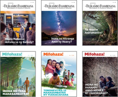 Sary: ‘Tilikambo Fiambesan̈a’ ndreky ‘Mifohaza!’ tamy 2018. 1. ‘Mbola Mahasoa Antsika ve ny Baiboly?’ 2. ‘Inona no Hitranga Amin’ny Hoavy?’ 3. ‘Tia Anao ve Andriamanitra?’ 4. ‘Inona no Tena Mahasambatra?’ 5. ‘Torohevitra 12 Mahasambatra ny Fianakaviana.’ 6. ‘Inona no Hanampy Anao Hizaka ny Fahorianao?’