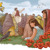 Una madre e sua figlia osservano degli uccellini e dei fiori mentre ascoltano Gesù che pronuncia il Discorso della Montagna.
