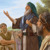 Musa israillilərə Yehovanı ucaldan nəğməni öyrədir.