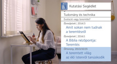 Jelenet a „Fogadd el Jehova segítségét, hogy örömmel tudd végezni a tanítványképző munkát! – Használd ügyesen a kutatási eszközöket!” című videóból. Neeta a „Kutatási segédlet”-ben keres anyagot a teremtésről.